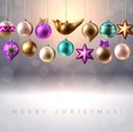 Christmas decoration, baubles, balls, bird and star Royalty Free Stock Photo