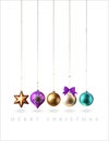 Christmas decoration, baubles, balls, bird and star, vector Royalty Free Stock Photo