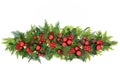 Christmas Decoration with Baubles Holly and Greenery Royalty Free Stock Photo