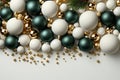 Christmas decoration with baubles on white background. 3d rendering Royalty Free Stock Photo