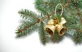 Christmas decoration with bells on a white background. Royalty Free Stock Photo