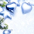 Christmas decoration on blue background Royalty Free Stock Photo
