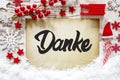 Christmas Decoration, Calligraphy Danke Means Thank You, Snow