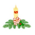 Christmas decoration candle with holly vector Royalty Free Stock Photo