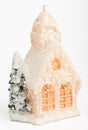 Christmas decoration candle in house form Royalty Free Stock Photo