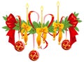 Christmas decoration with candles and bows Royalty Free Stock Photo