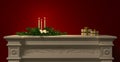 Christmas decoration with candles on the fireplace 3d rendering Royalty Free Stock Photo