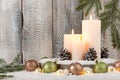 Christmas decoration with candles and garland