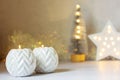 Christmas decoration with candles.Place for text, selective focus Royalty Free Stock Photo