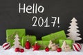 Christmas Decoration, Cement, Snow, Text Hello 2017