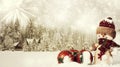 Christmas decoration with Santa Claus figurine in the snow Royalty Free Stock Photo