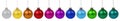 Christmas decoration with colorful balls baubles in a row isolated on a white background Royalty Free Stock Photo