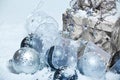 Christmas decoration covered with snow Royalty Free Stock Photo