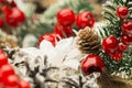 Christmas Decoration, Decorative Pine Cone Red Berry