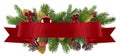 Christmas decoration element with straight red ribbon Royalty Free Stock Photo