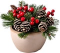 An image of pine cones and holly branches. Ai-generated. Royalty Free Stock Photo