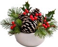 An image of pine cones and holly branches. Ai-generated. Royalty Free Stock Photo
