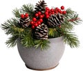 An image of pine cones and holly branches. Ai-generated. Royalty Free Stock Photo