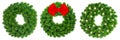 Christmas decoration evergreen wreath wit red ribbon bow lights Royalty Free Stock Photo