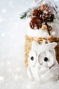 Christmas decoration with fairy white owl