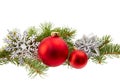 Christmas Decoration (fir branch,christmas ball,snowflake,) isolated on a white background Royalty Free Stock Photo