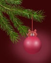 Christmas decoration on fir branch close-up Royalty Free Stock Photo