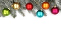 Christmas decoration fir tree balls baubles snow winter isolated Royalty Free Stock Photo