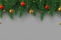 Christmas decoration with fir tree branches. Royalty Free Stock Photo