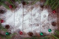 Christmas decoration on textured wood background Royalty Free Stock Photo