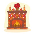 Christmas decoration fireplace. Royalty Free Stock Photo