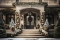 Christmas decoration on the front door of a house in New York City Royalty Free Stock Photo