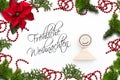 Christmas decoration and the German message for `Merry Christmas! ` for