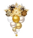 Christmas decoration with gold and silver balls. Vector illustration. Royalty Free Stock Photo