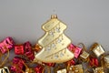 Christmas decoration gold tree with garland