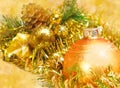 Christmas decoration on golden background Royalty Free Stock Photo