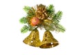 Christmas decoration with golden bells.