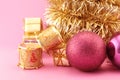 Christmas decoration golden and pink