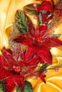 Christmas decoration on golden sateen Royalty Free Stock Photo