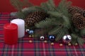 Christmas decoration with golden silver and blue balls red and w Royalty Free Stock Photo