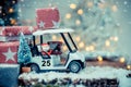 Christmas decoration with golf car Royalty Free Stock Photo