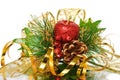 Christmas decoration - green golden pine branch