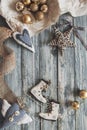 Christmas decoration on grunge wooden background Royalty Free Stock Photo