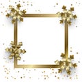 Christmas frame gold snowflakes and glitter confetti blank page template for greeting card sign Royalty Free Stock Photo