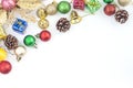 Christmas Decoration. Holiday Decoration lsolated on White Background. Top View