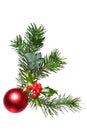 Christmas decoration with holly and bauble. Royalty Free Stock Photo
