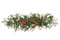 Christmas Decoration of Holly and Winter Greenery Royalty Free Stock Photo
