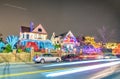 Christmas decoration of a house in Dyker Heights. It is the cute Royalty Free Stock Photo