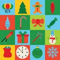 Christmas decoration icons, greeting card. Winter holidays Royalty Free Stock Photo