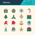 Christmas decoration icons. Modern line design set 59. For presentation, graphic design, mobile application, web Royalty Free Stock Photo