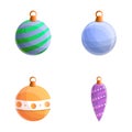 Christmas decoration icons set cartoon . Winter celebration Royalty Free Stock Photo